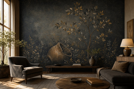 Antique Fresco Wallpaper Toile Removable Cracked Urn Wall Decor