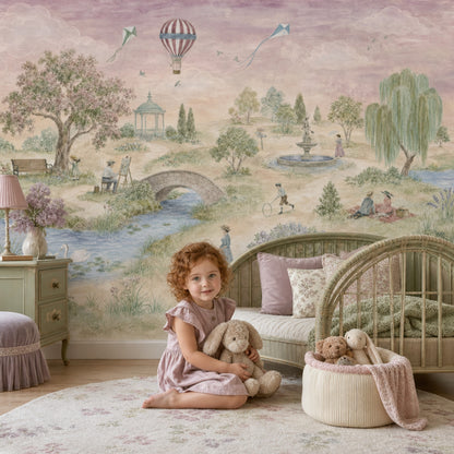 Hot Air Balloon Wallpaper Pastel Watercolor Removable Wall Decor