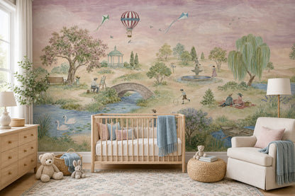 Hot Air Balloon Wallpaper Pastel Watercolor Removable Wall Decor