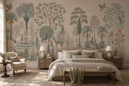 Scenic Landscape Wallpaper Pastoral Panorama Removable Botanical Vista Wall Decor