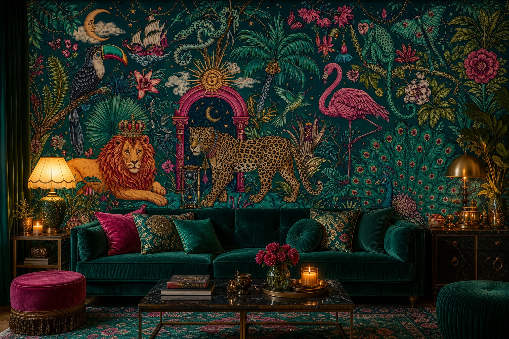 Starry Night Wallpaper Maximalist Tropical Wall Mural