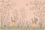 Toile Landscape Wallpaper Blush Pink Vintage Botanical Wall Mural design