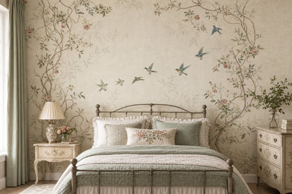 Cream Background Wallpaper Floral Vines Vintage Botanical Wall Mural