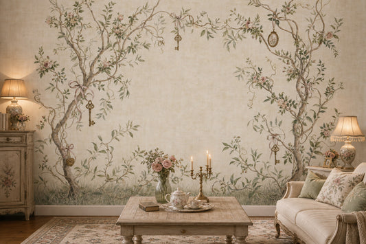 Paper Texture Wallpaper Vintage Botanical Removable Romantic Wall Decor
