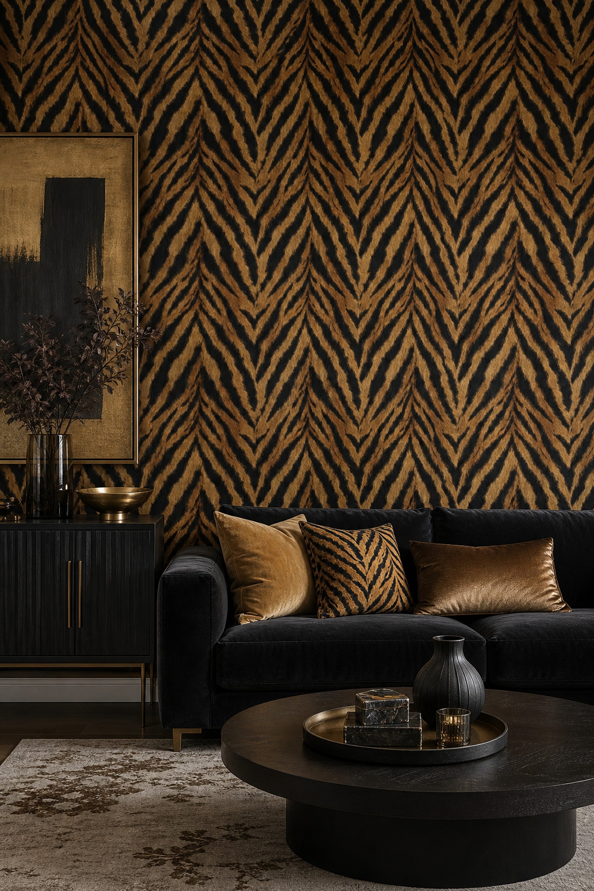 Scenic Landscape Wallpaper Tiger Print Fur Texture Decorative Mural