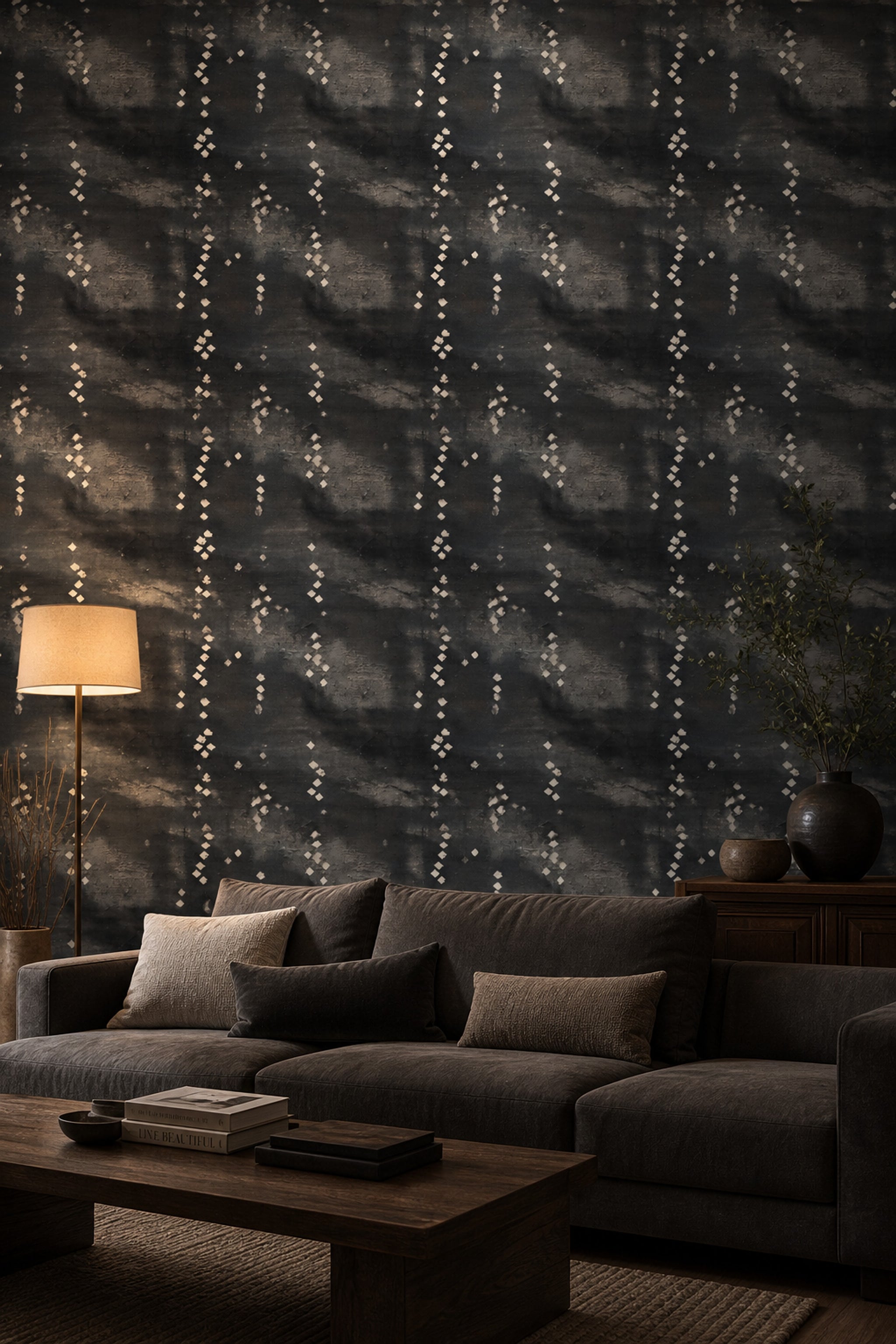 Dark Wallpaper Abstract Geometric Diamonds Decorative Mural