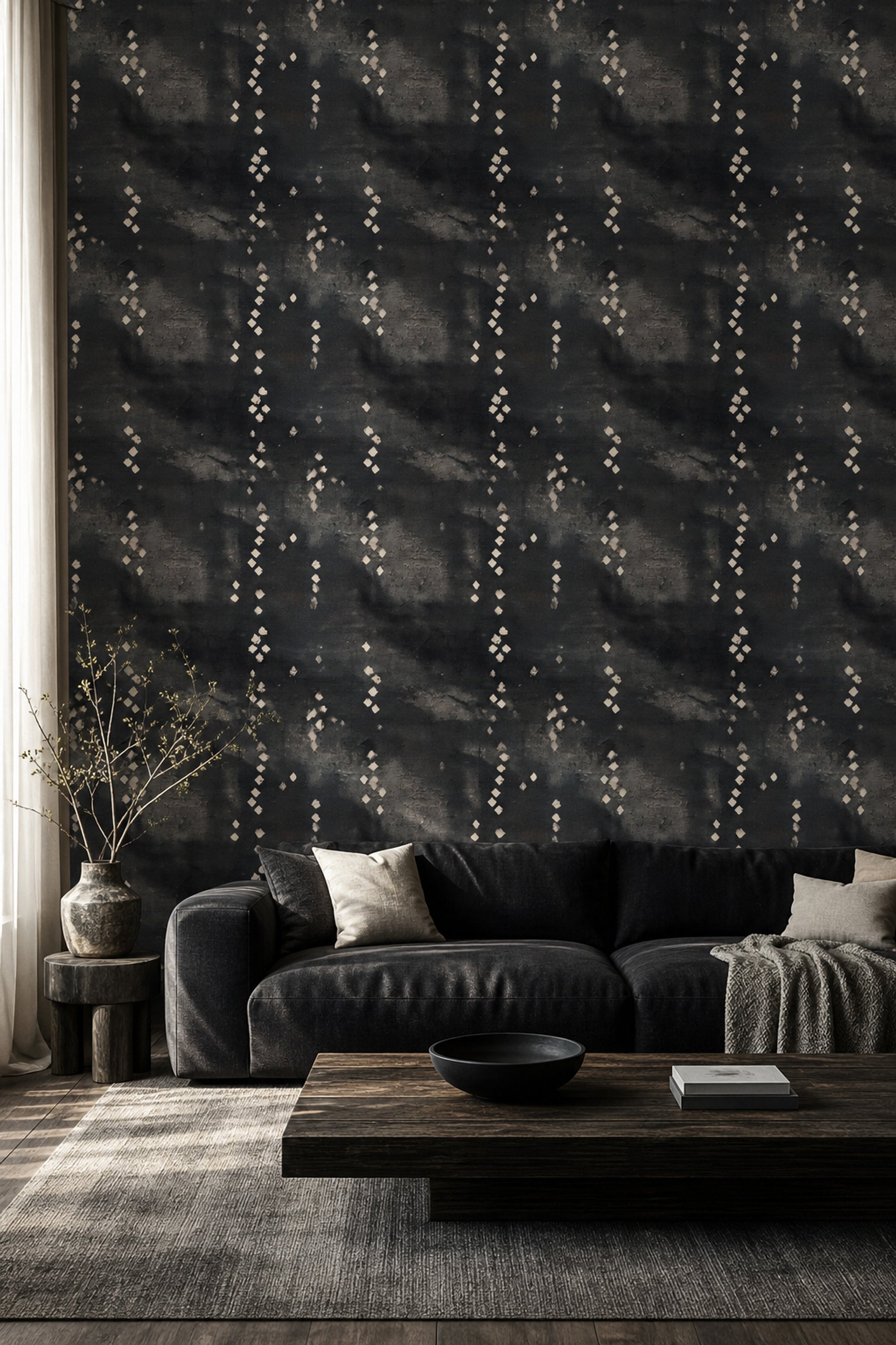 Dark Wallpaper Abstract Geometric Diamonds Decorative Mural