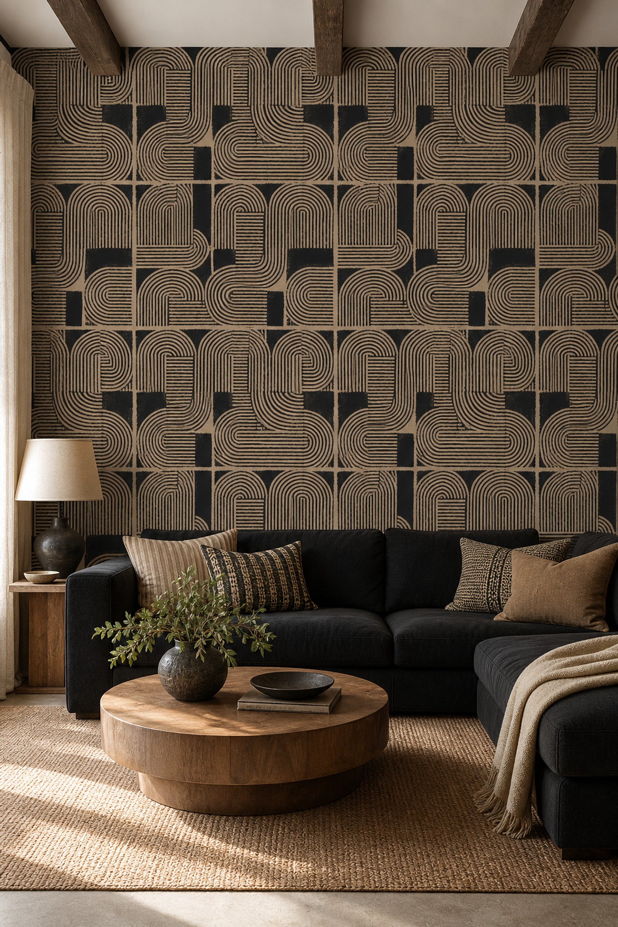Mid Century Modern Wallpaper Retro Geometric Decorative Mural