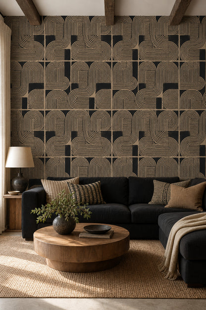 Mid Century Modern Wallpaper Retro Geometric Decorative Mural