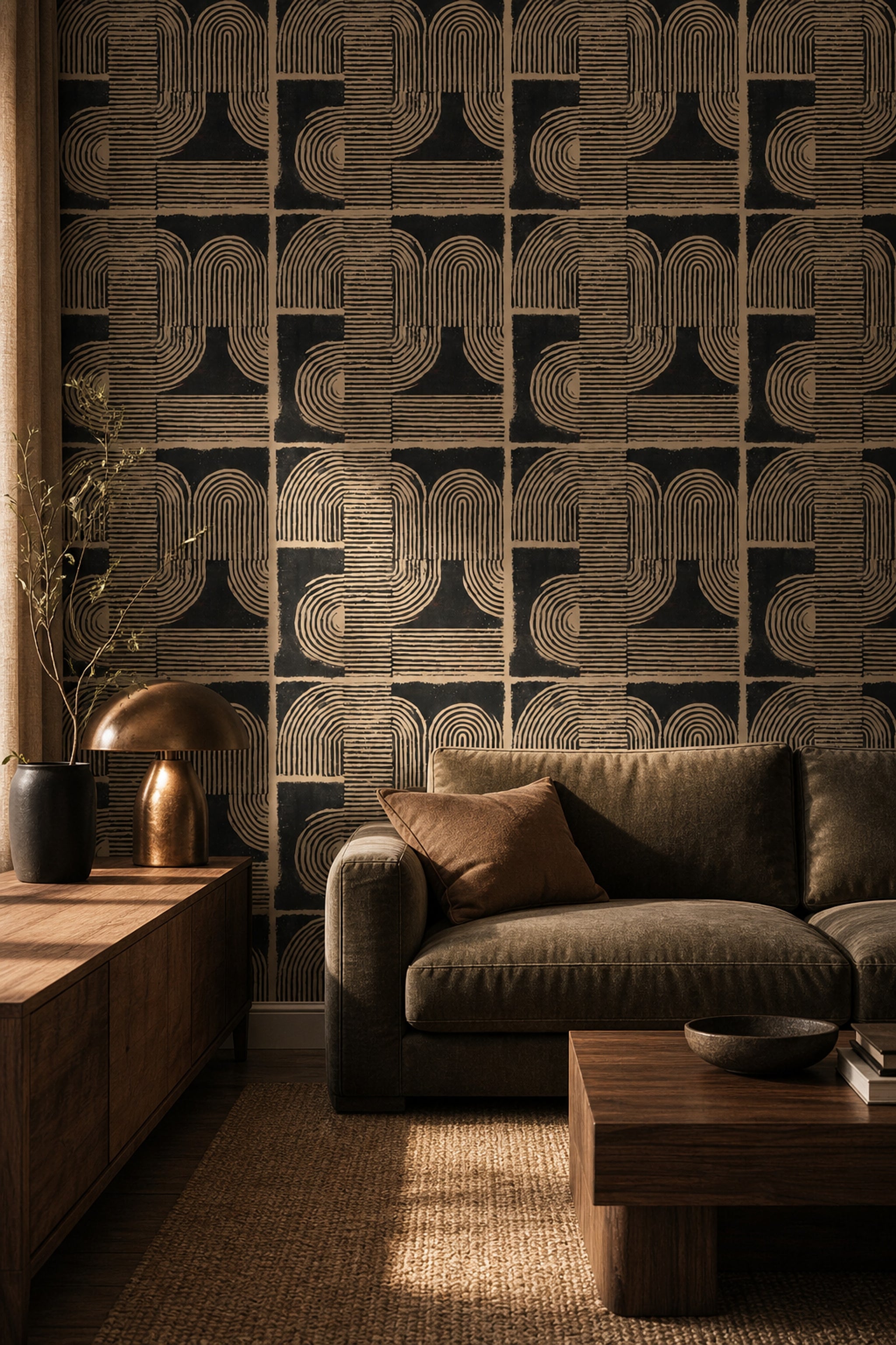 Mid Century Modern Wallpaper Retro Geometric Decorative Mural