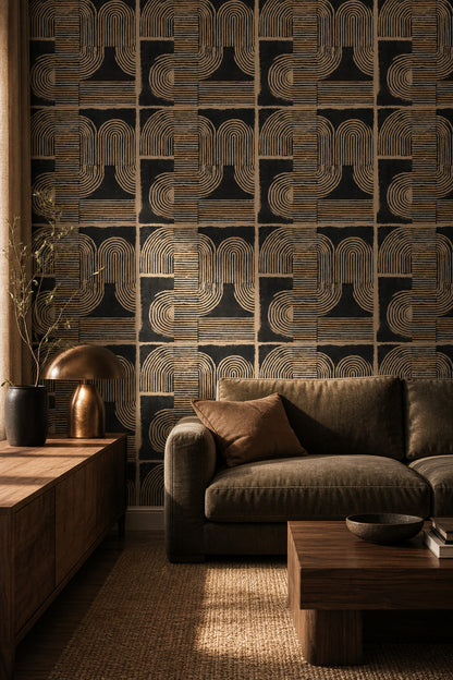 Mid Century Modern Wallpaper Retro Geometric Decorative Mural