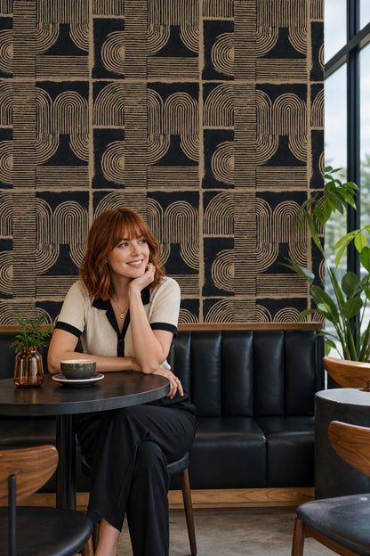 Mid Century Modern Wallpaper Retro Geometric Decorative Mural