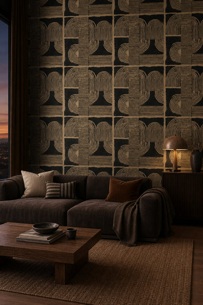 Mid Century Modern Wallpaper Retro Geometric Decorative Mural