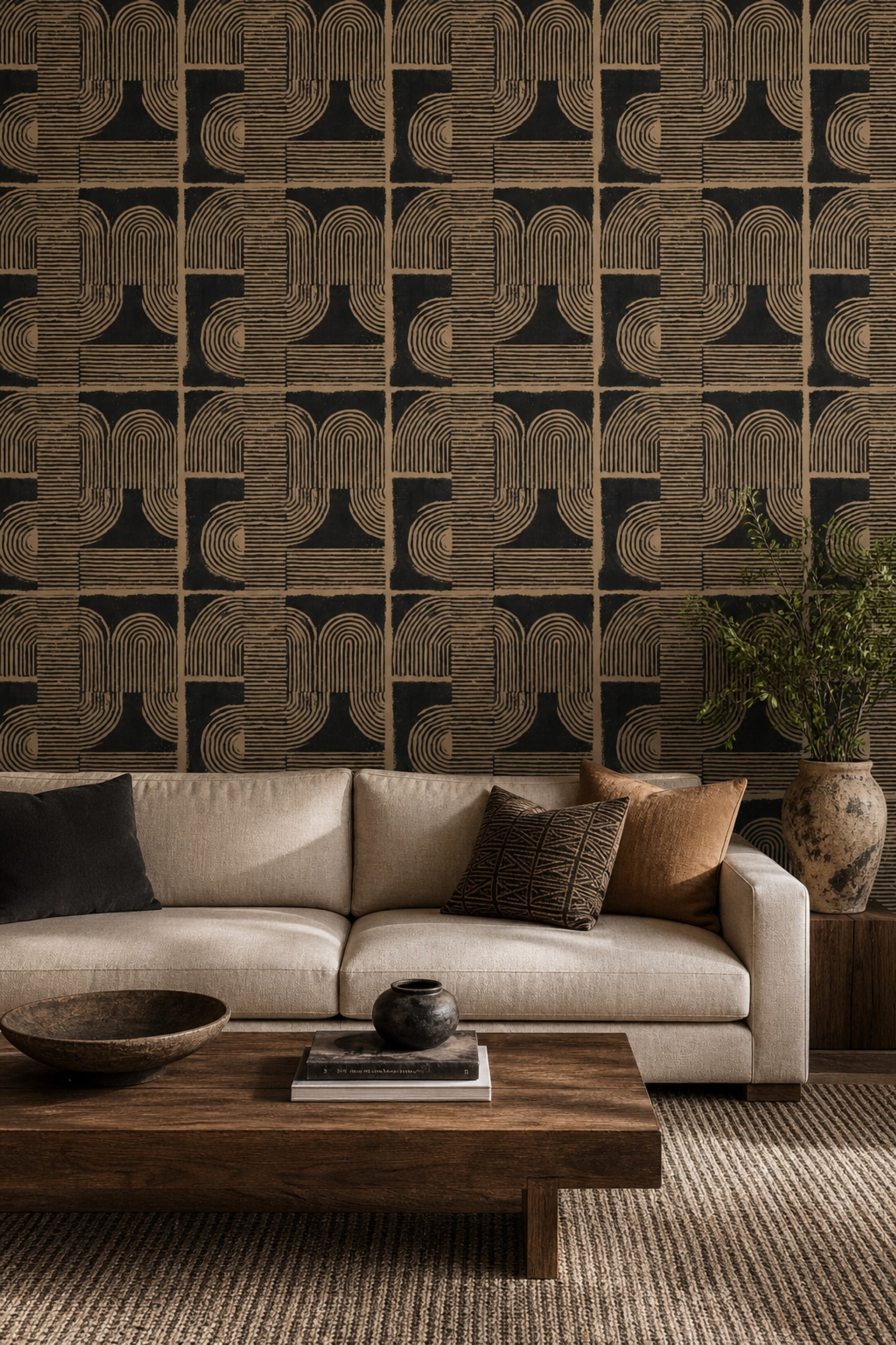 Mid Century Modern Wallpaper Retro Geometric Decorative Mural
