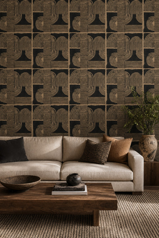 Mid Century Modern Wallpaper Retro Geometric Decorative Mural