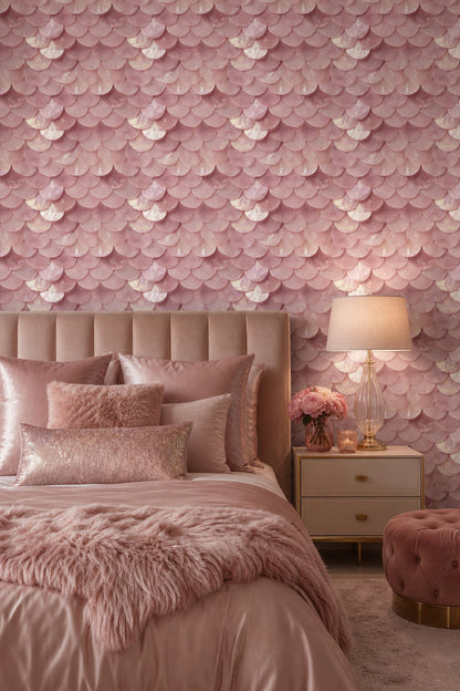 Pearlescent Wallpaper Scallop Overlapping Circles Removable Wall Decor