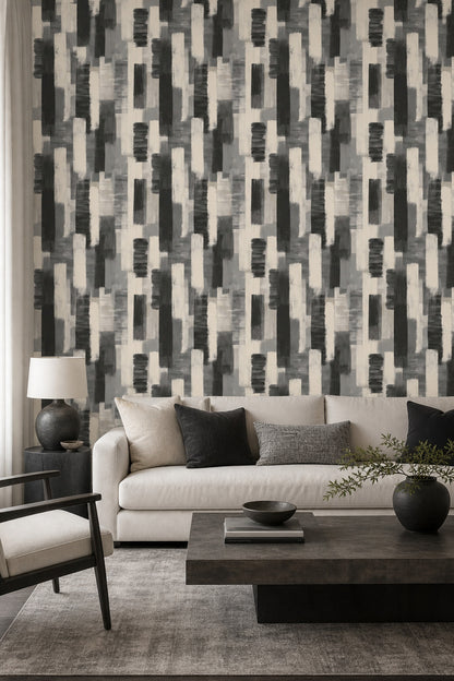 Abstract Wallpaper Geometric Brushstroke Texture Removable Wall Decor