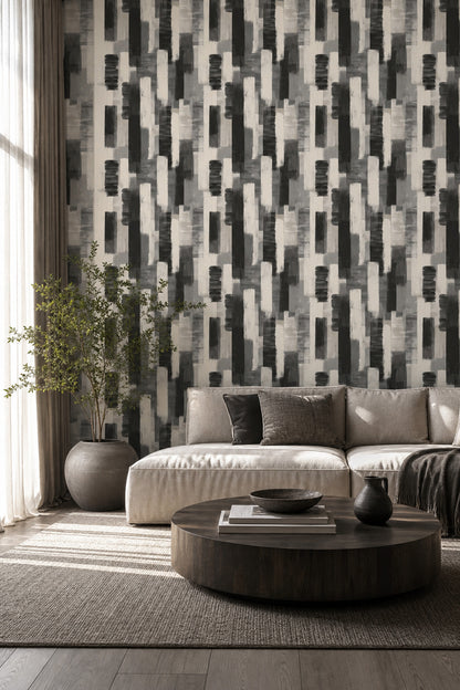 Abstract Wallpaper Geometric Brushstroke Texture Removable Wall Decor