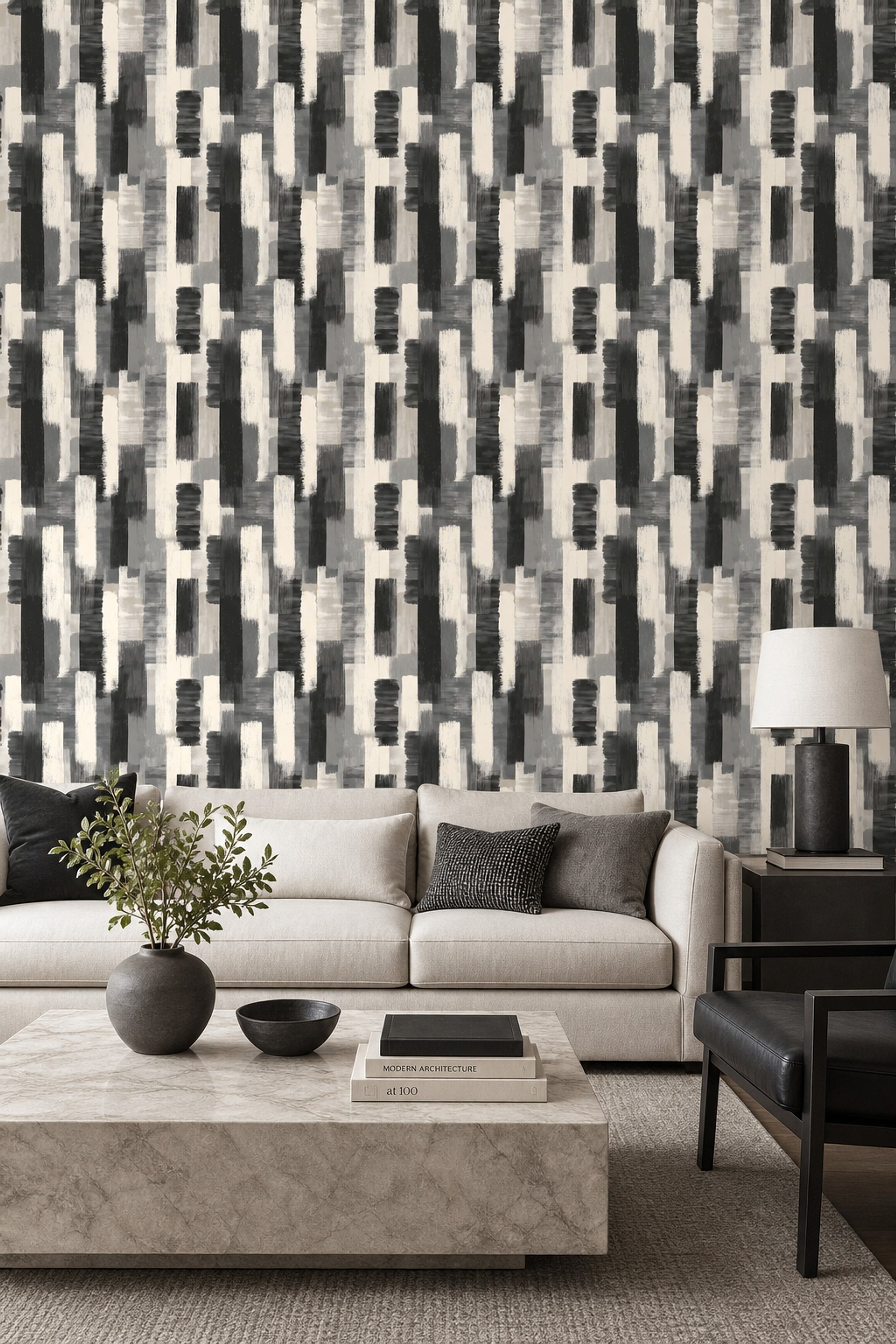 Abstract Wallpaper Geometric Brushstroke Texture Removable Wall Decor