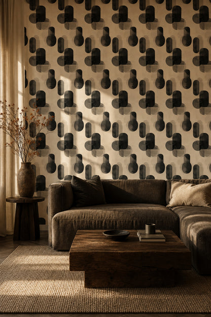 Mid Century Modern Wallpaper Geometric Removable Minimalist Wall Double Roll