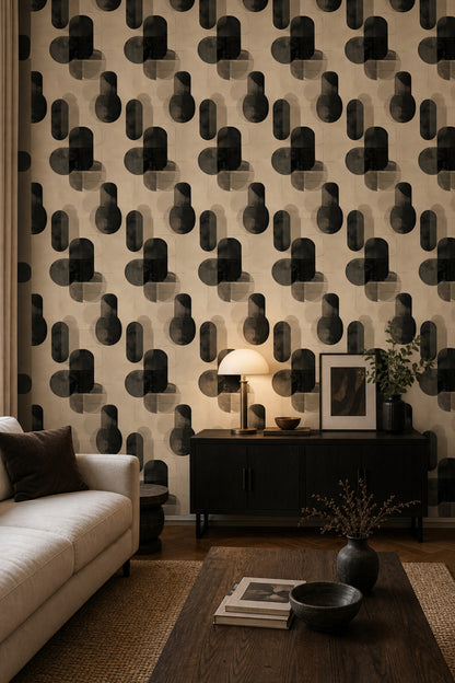 Mid Century Modern Wallpaper Geometric Removable Minimalist Wall Double Roll