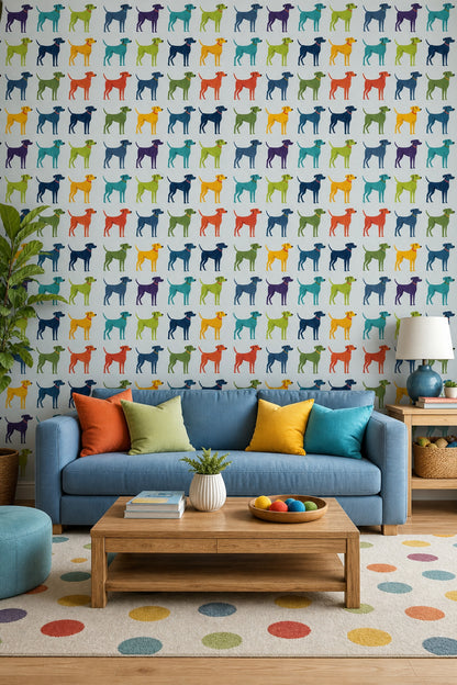 Dog Pattern Wallpaper Animal Print Playful Removable Wall Decor