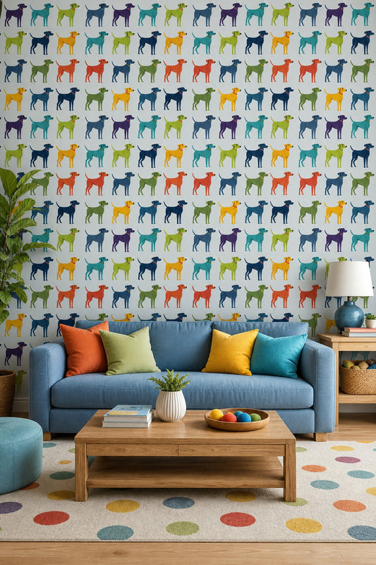 Dog Pattern Wallpaper Animal Print Playful Removable Wall Decor