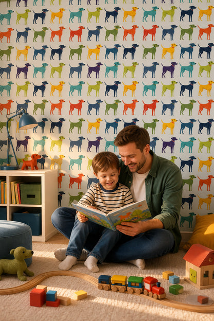 Dog Pattern Wallpaper Animal Print Playful Removable Wall Decor