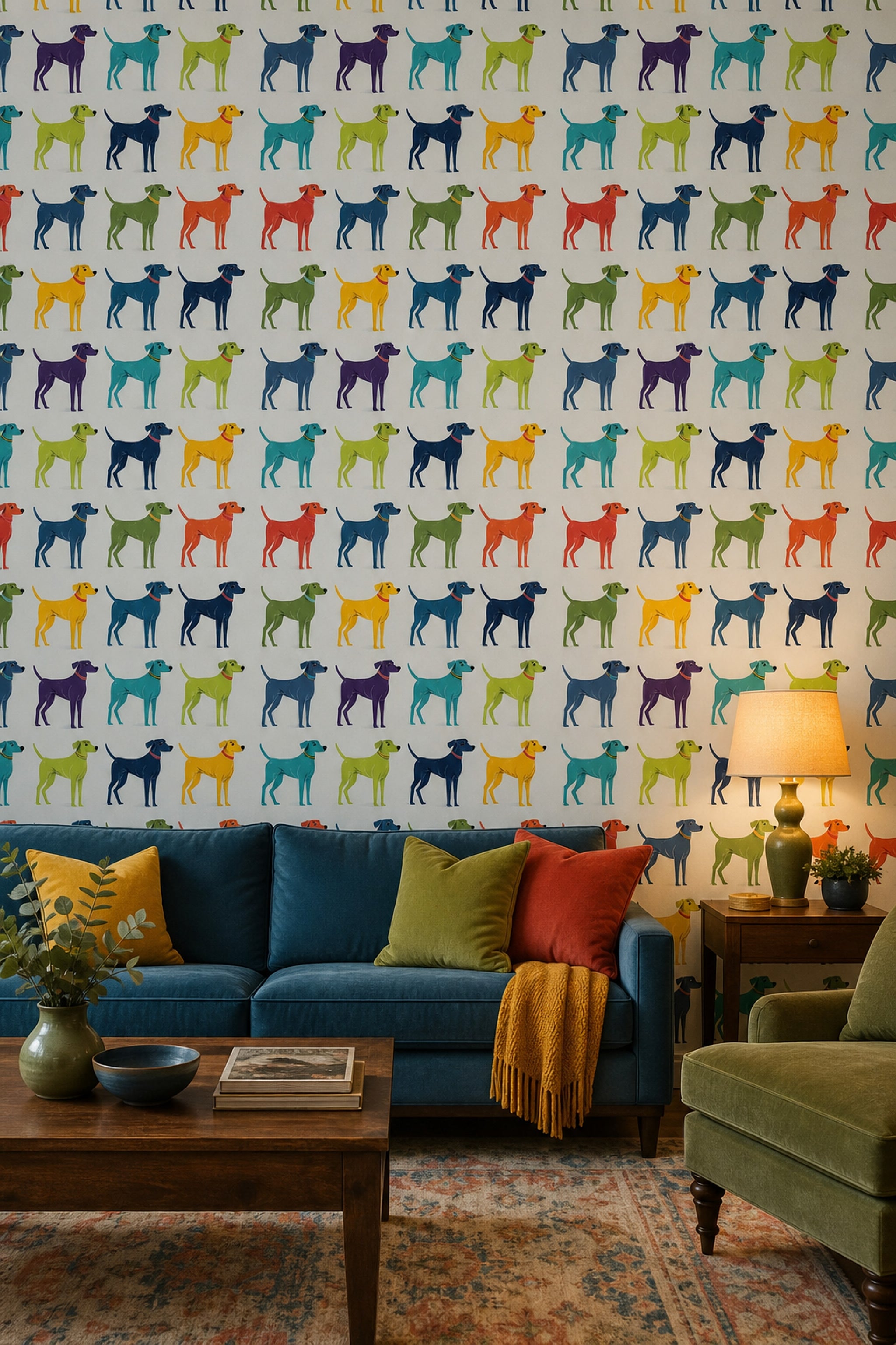 Dog Pattern Wallpaper Animal Print Playful Removable Wall Decor