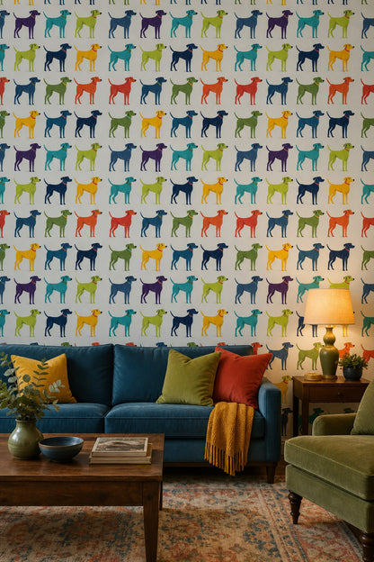 Dog Pattern Wallpaper Animal Print Playful Removable Wall Decor