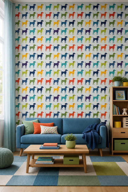 Dog Pattern Wallpaper Animal Print Playful Removable Wall Decor