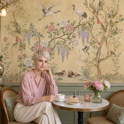 Chinoiserie Wallpaper Birds Peonies Wall Mural
