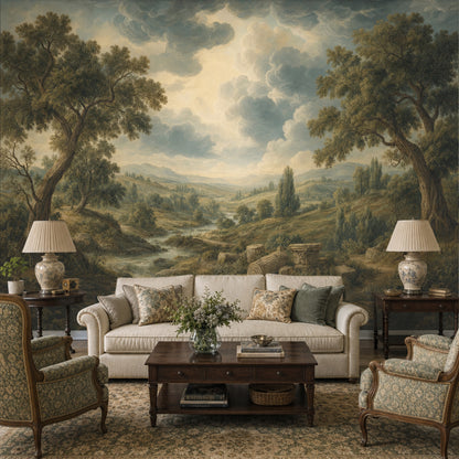 Cloudy Sky Wallpaper Overcast Stormy Wall Mural