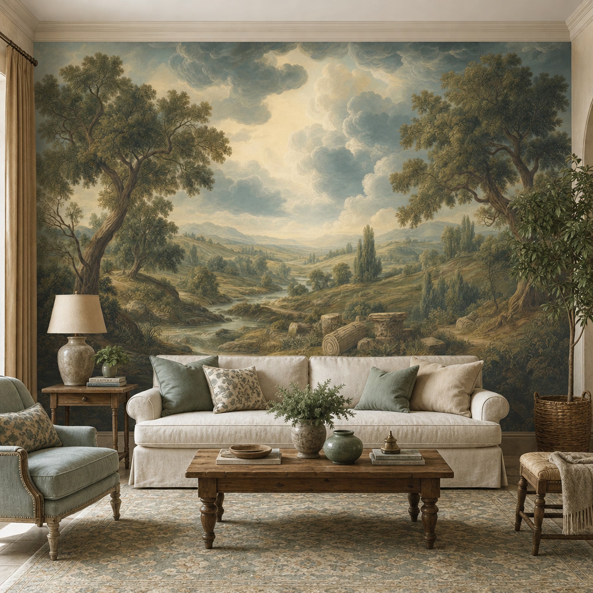 Cloudy Sky Wallpaper Overcast Stormy Wall Mural
