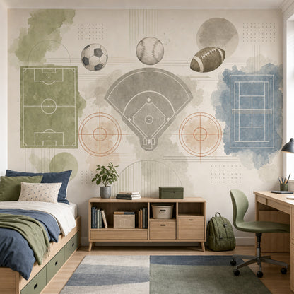 Watercolor Texture Wallpaper Sports Diagram Athletic Wall Mural