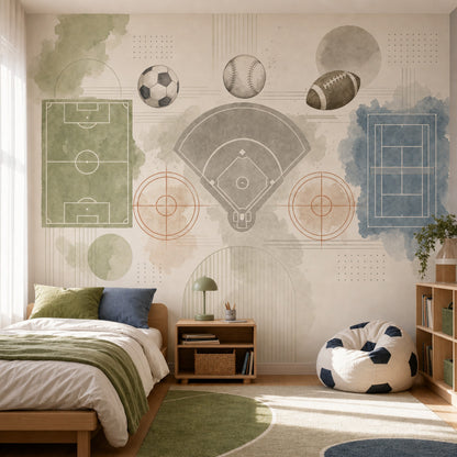 Watercolor Texture Wallpaper Sports Diagram Athletic Wall Mural