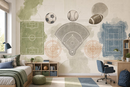 Watercolor Texture Wallpaper Sports Diagram Athletic Wall Mural