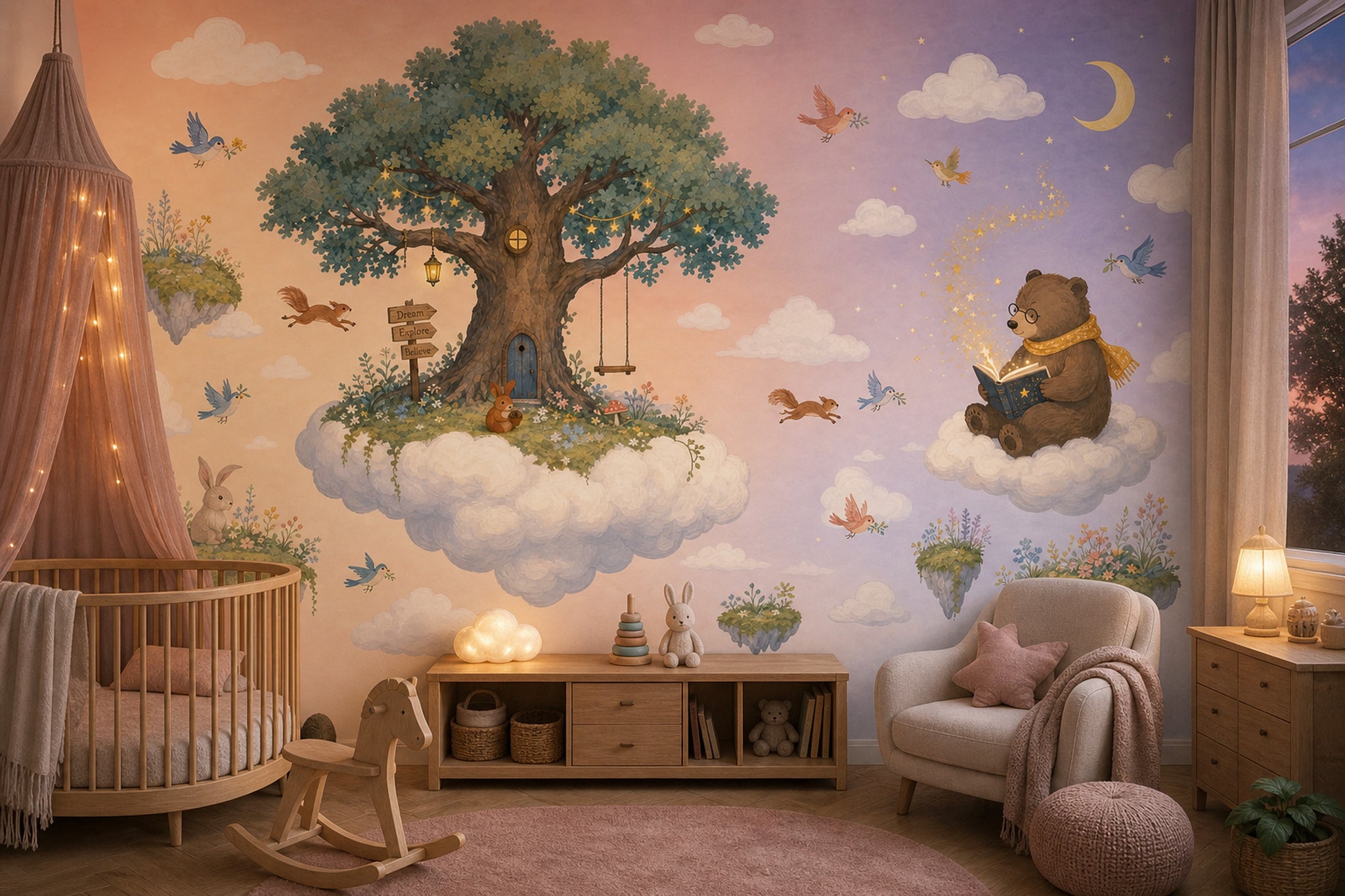 Treehouse Wallpaper Whimsical Storybook Removable Wall Decor