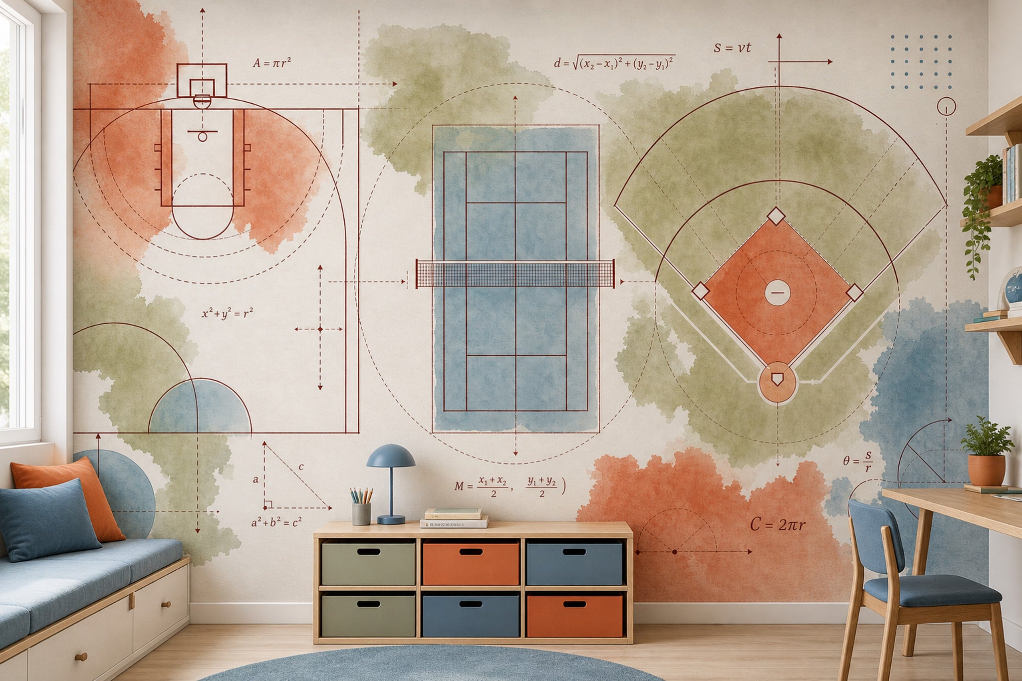 Mid Century Modern Wallpaper Retro Modern Removable Wall Decor