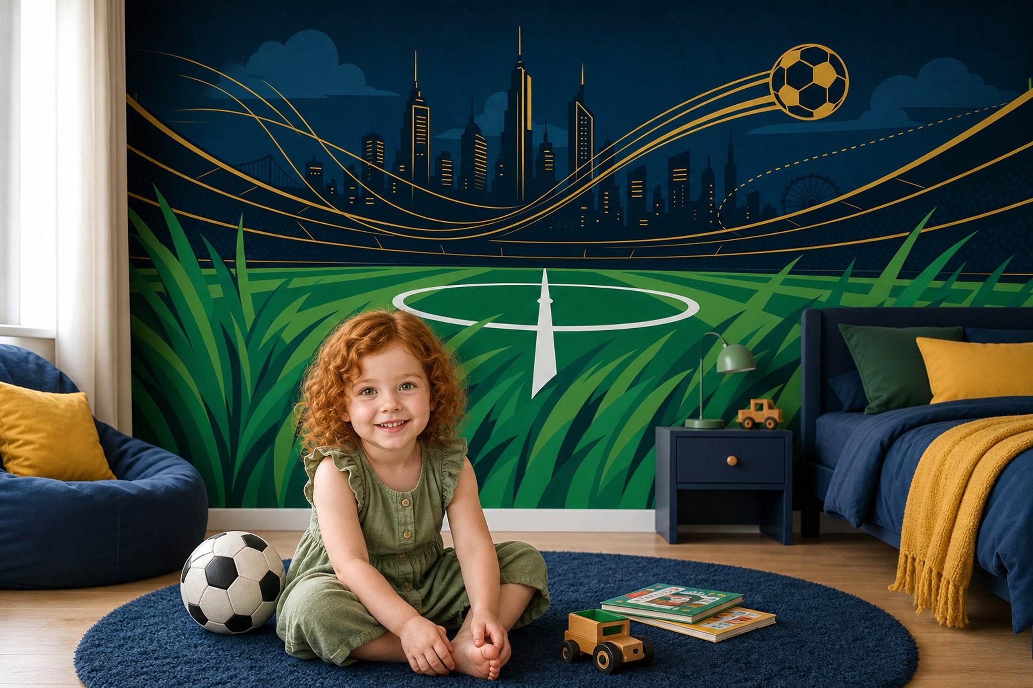 Soccer Stadium Wallpaper City Skyline Night Scene Wall Mural