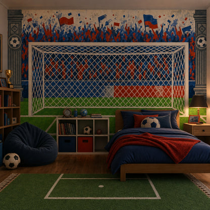 Soccer Stadium Wallpaper Goal Net Removable Cheering Crowd Wall Decor