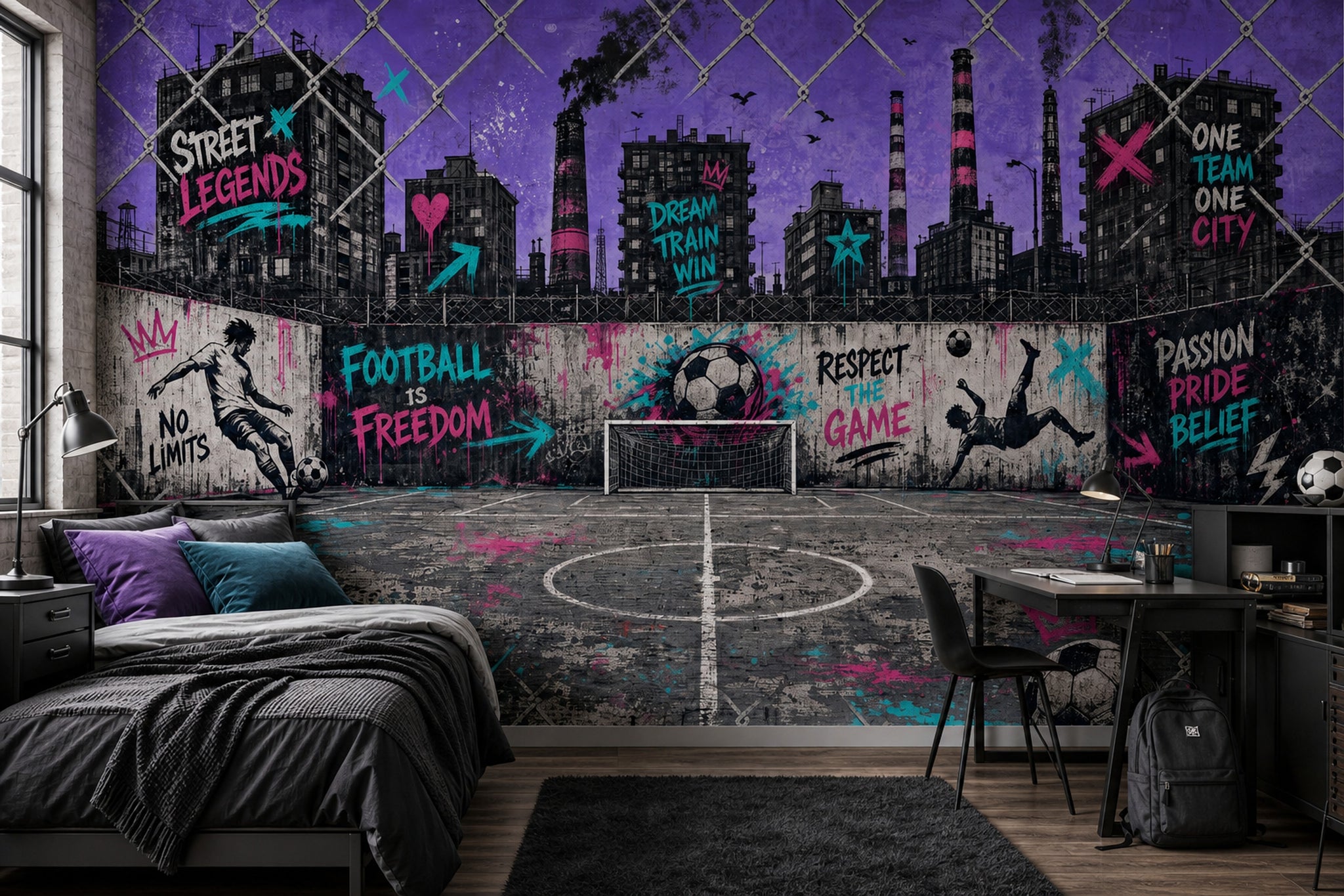 Grunge Texture Wallpaper Urban Street City Skyline Removable Wall Decor