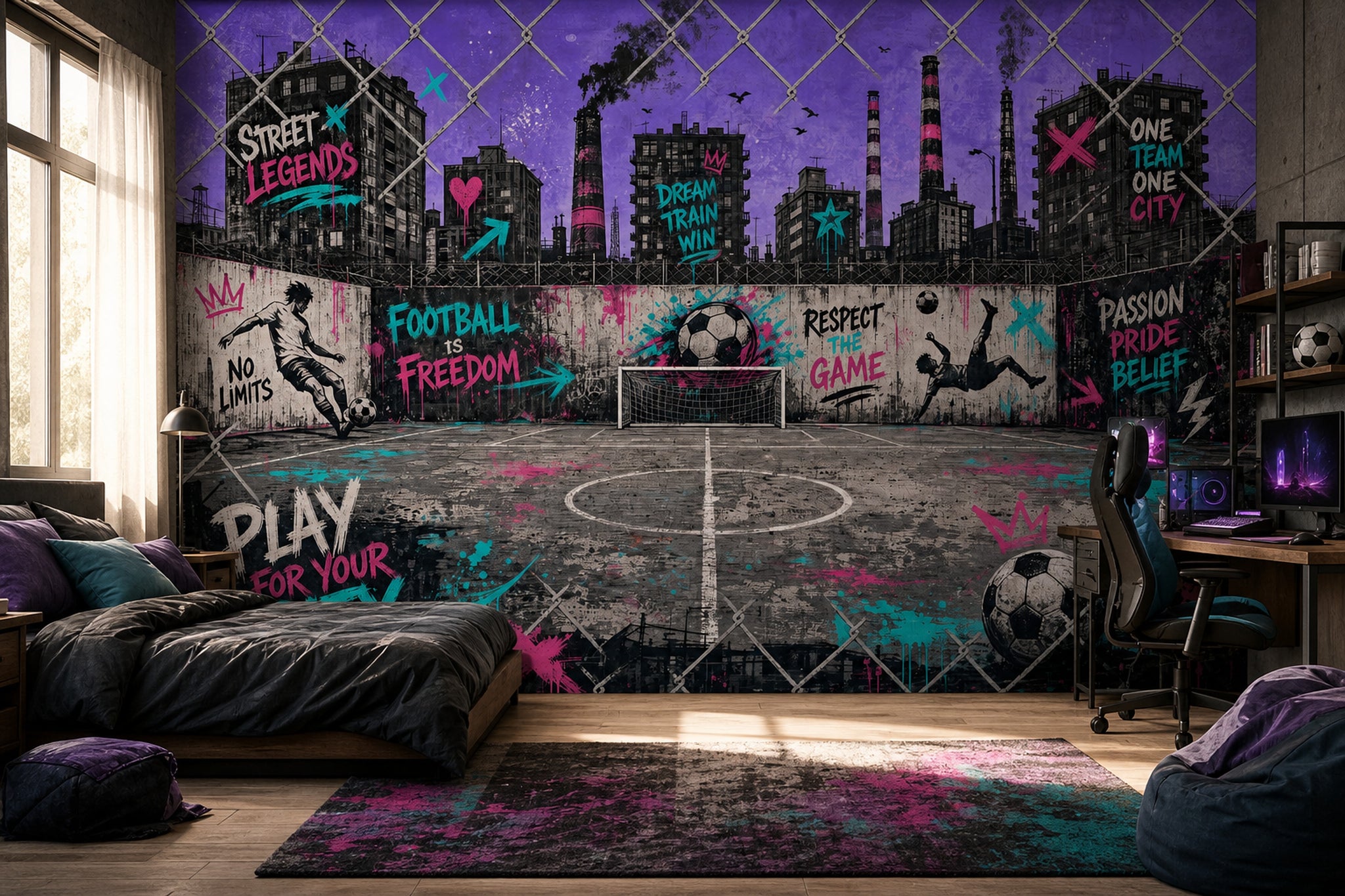Grunge Texture Wallpaper Urban Street City Skyline Removable Wall Decor
