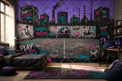 Grunge Texture Wallpaper Urban Street City Skyline Removable Wall Decor