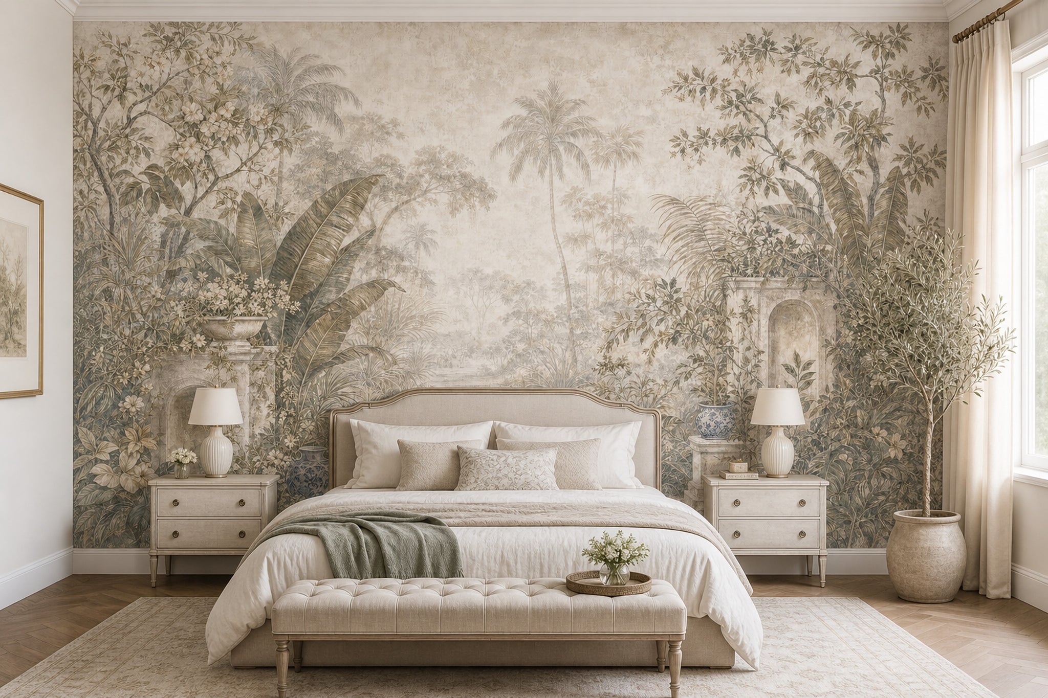 Tropical Landscape Wallpaper Palm Trees Vintage Mural Wall Mural