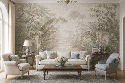 Tropical Landscape Wallpaper Palm Trees Vintage Mural Wall Mural