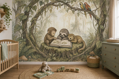 Misty Forest Wallpaper Muted Green Removable Wall Decor