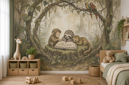 Misty Forest Wallpaper Muted Green Removable Wall Decor