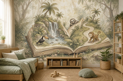 Misty Forest Wallpaper Watercolor Jungle Storybook Wall Mural