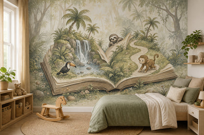 Misty Forest Wallpaper Watercolor Jungle Storybook Wall Mural